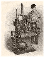 Image, Man standing by an old printing press, gif 20k